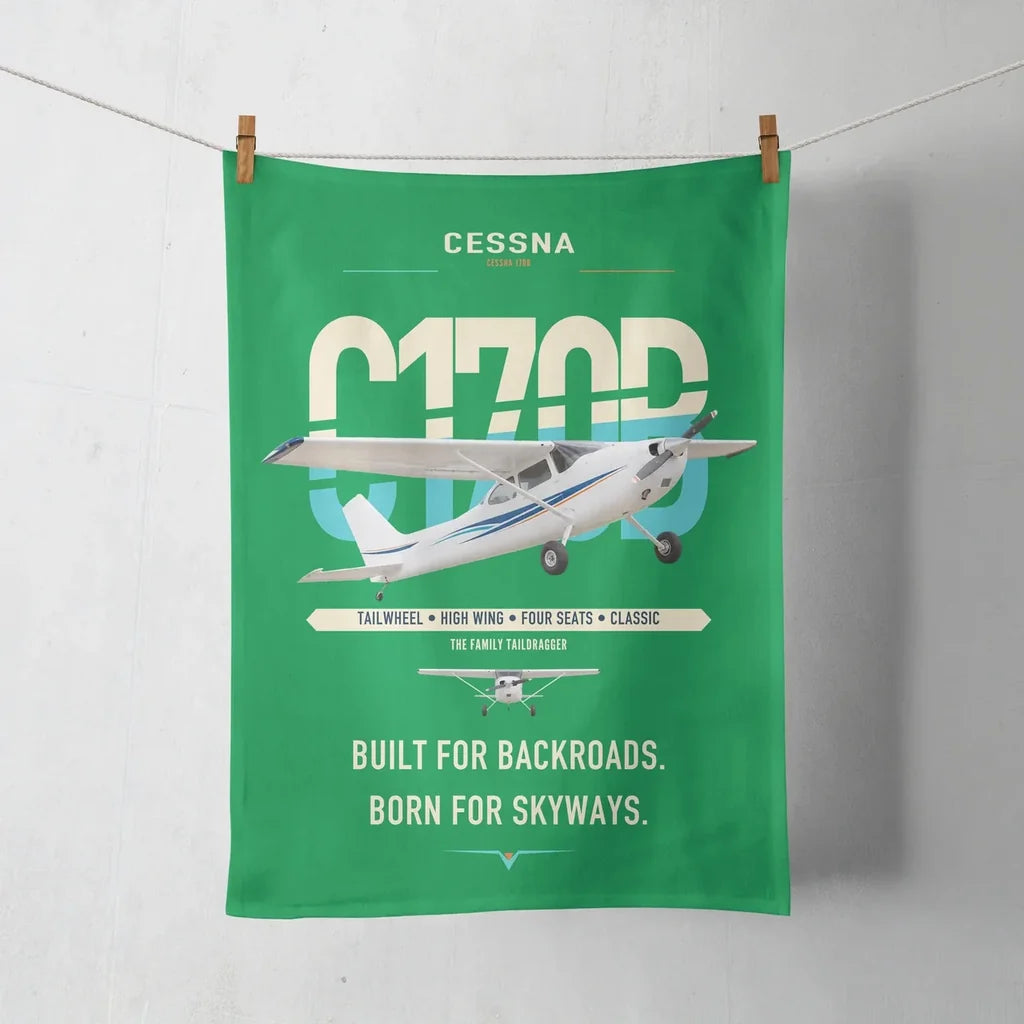 Cessna 170B design on green towel