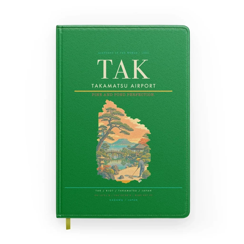 Takamatsu Airport (TAK) design on green notebook