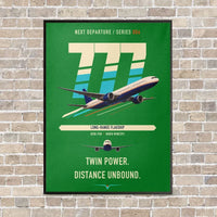 Thumbnail for Boeing 777-300ER vertical canvas print - framed - green background