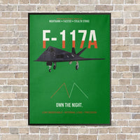 Thumbnail for F-117A Nighthawk Own The Night vertical canvas print - framed - green background