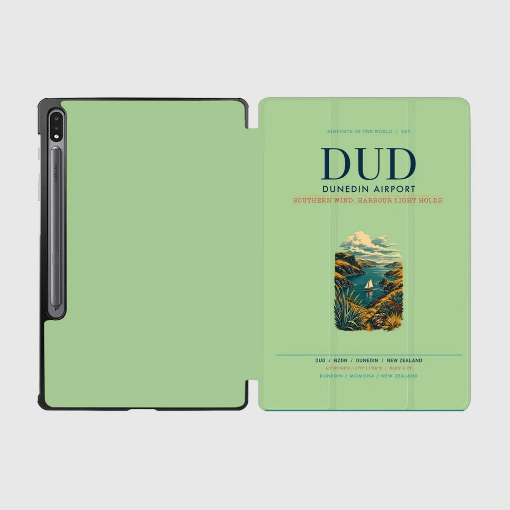 Dunedin Airport (DUD) design on light green samsung tablet tablet case
