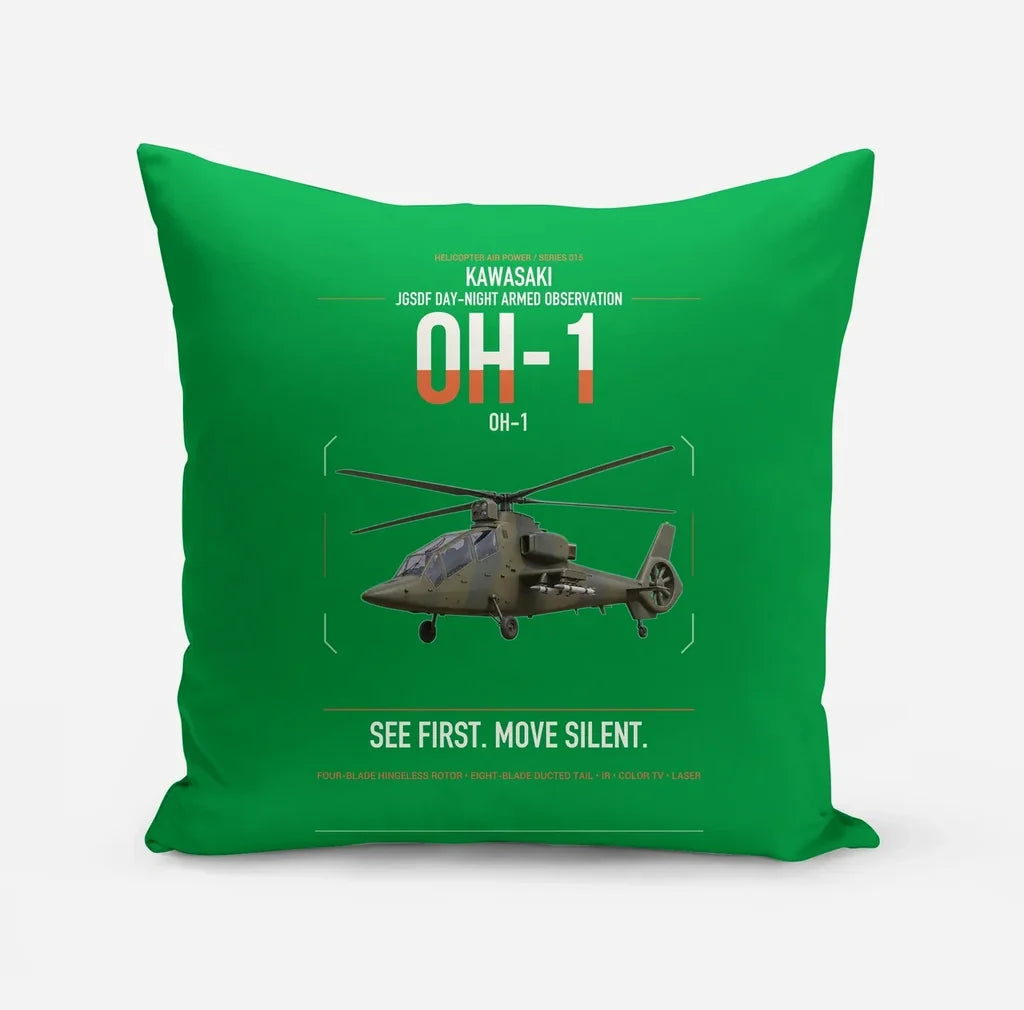Kawasaki OH-1 design on green pillow