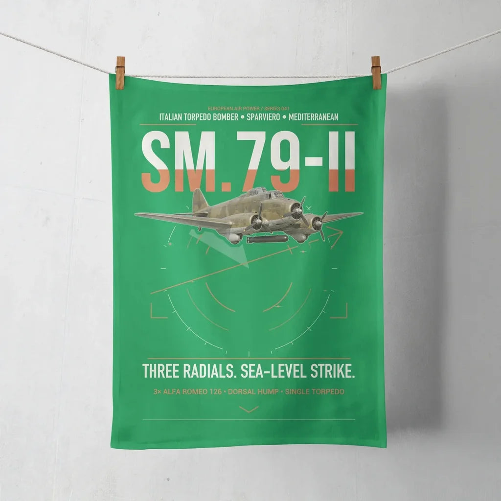 Savoia-Marchetti SM.79-II Sparviero design on green towel