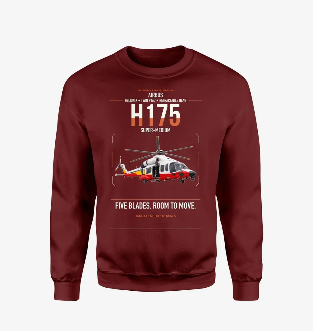 Airbus H175 design on wine red sweatshirt
