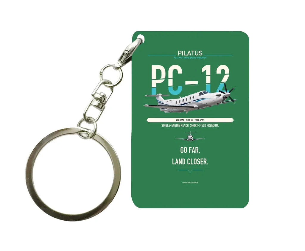 PC-12 PRO Key Chain design on green key chain