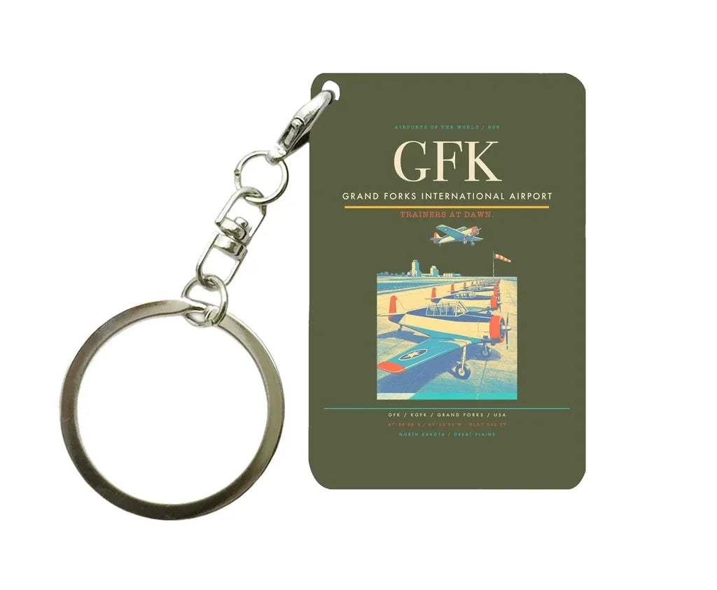 Grand Forks International Airport (GFK) design on green army key chain