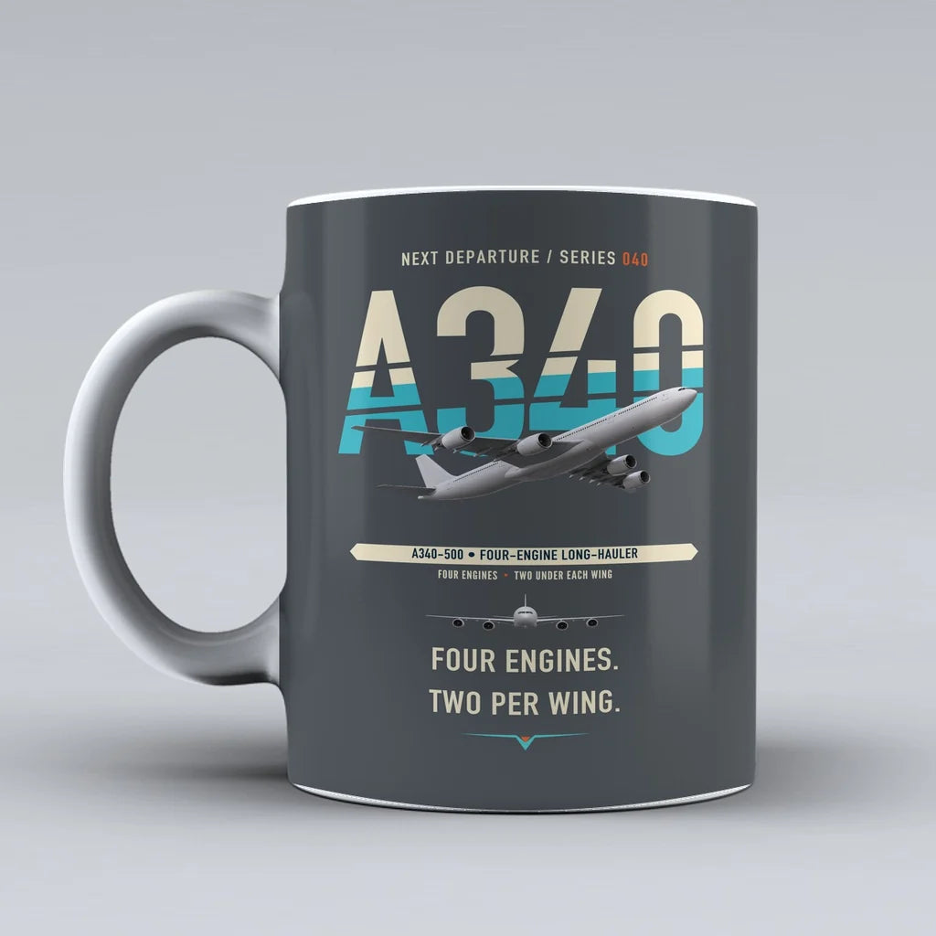 A340-500 Mug design on gray airbus