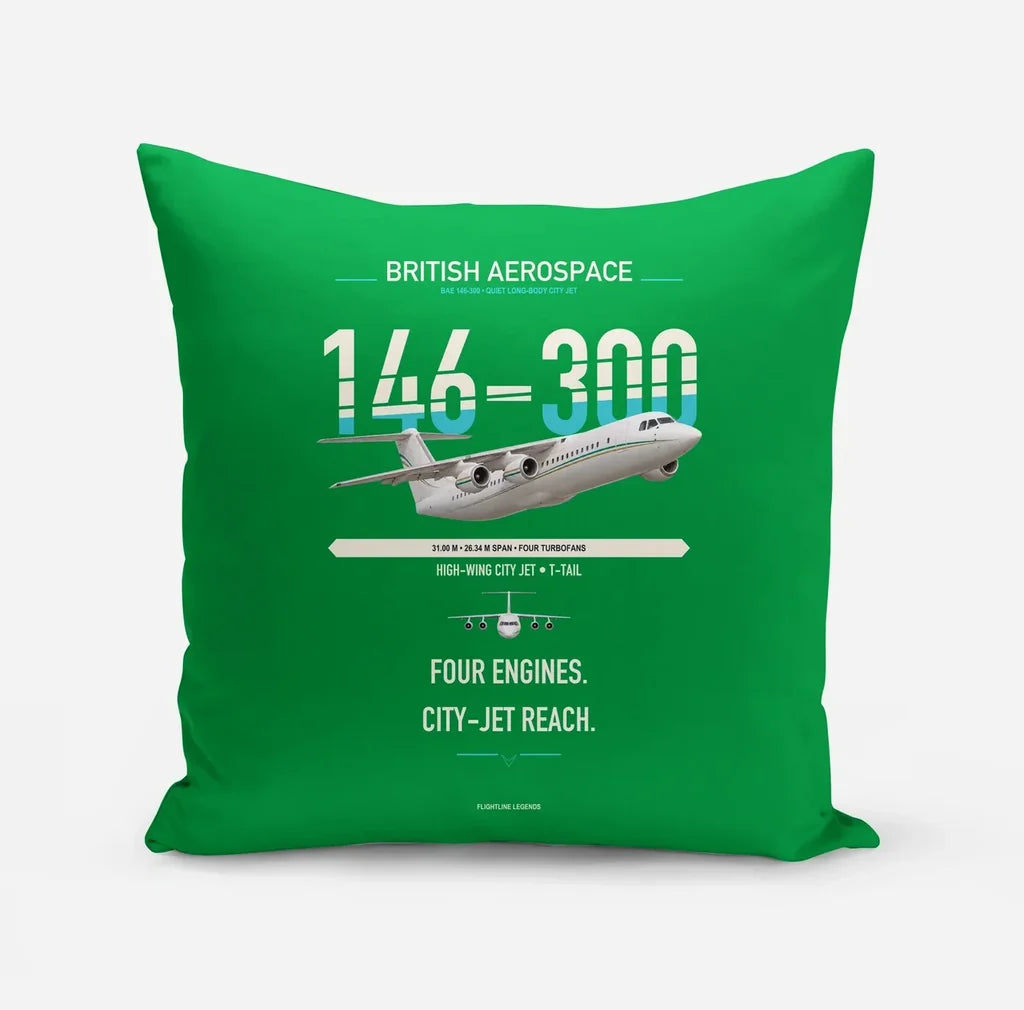 BAe 146-300 design on green pillow