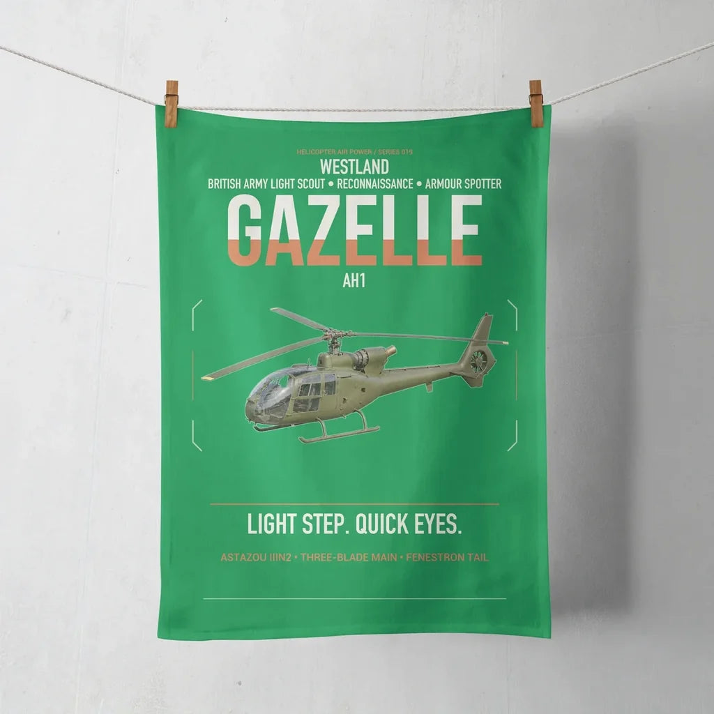 Westland Gazelle AH1 design on green towel