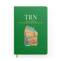 Thumbnail for Turin Airport (TRN) design on green notebook