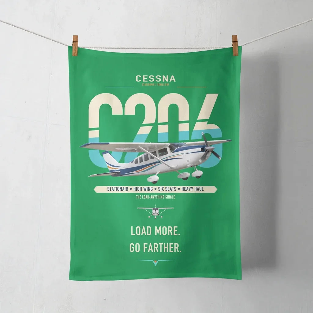 Cessna 206 Stationair design on green towel