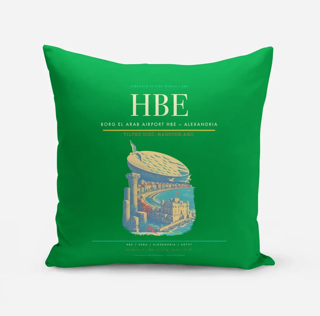 Borg El Arab Airport (HBE) design on green pillow