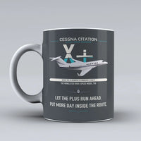 Thumbnail for Cessna Citation X+ design on gray ceramic mug, double-side print