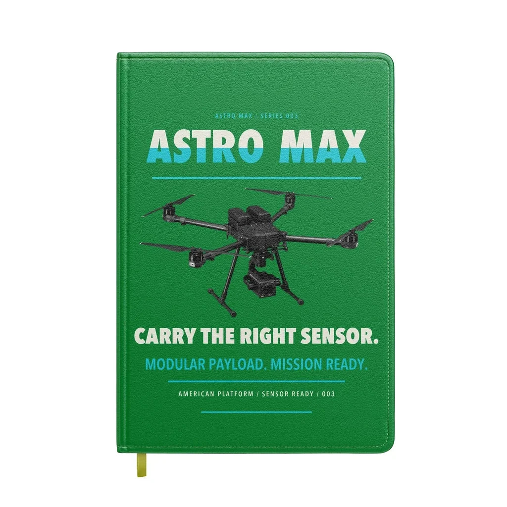 Freefly Astro Max design on green notebook