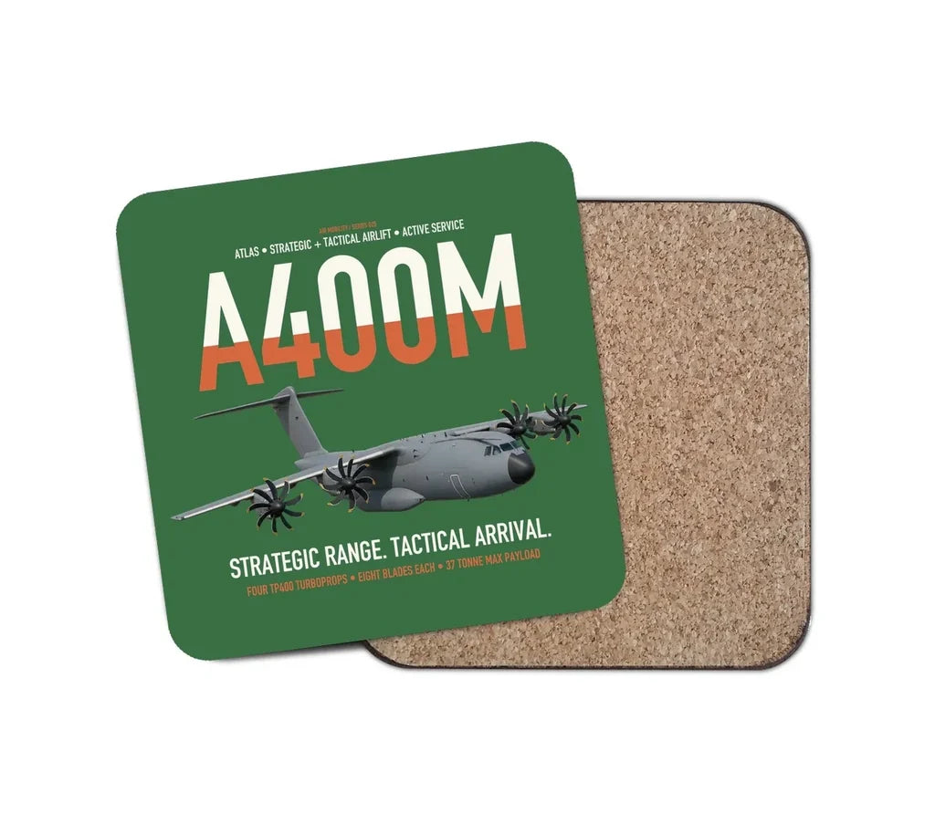 Airbus A400M Atlas design on green 1 piece coaster