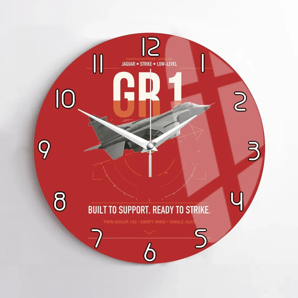 SEPECAT Jaguar GR1 design on red no frame wall clock