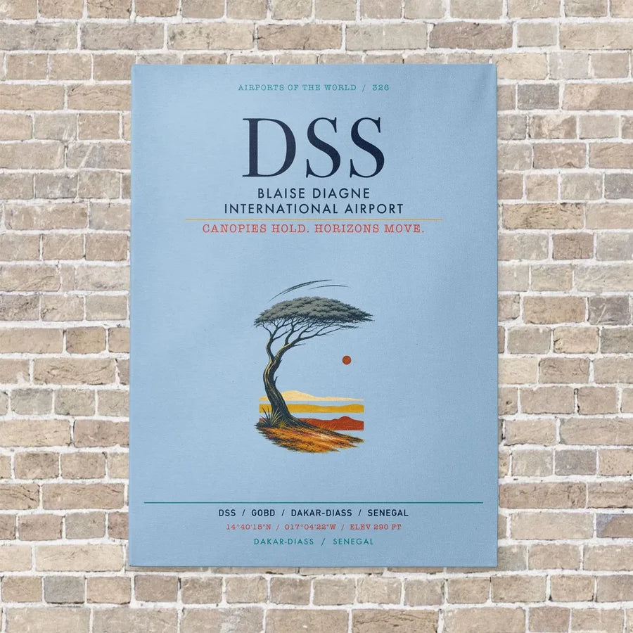 Blaise Diagne International Airport DSS vertical canvas print - no frame - light blue background