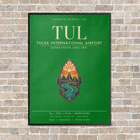 Thumbnail for Tulsa International Airport TUL vertical canvas print - framed - green background