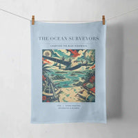 Thumbnail for VINTAGE G4064 - The Ocean Surveyors - Designed Towels design on lightblue