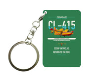 Thumbnail for Canadair CL-415 design on green designed key chain, double-side print