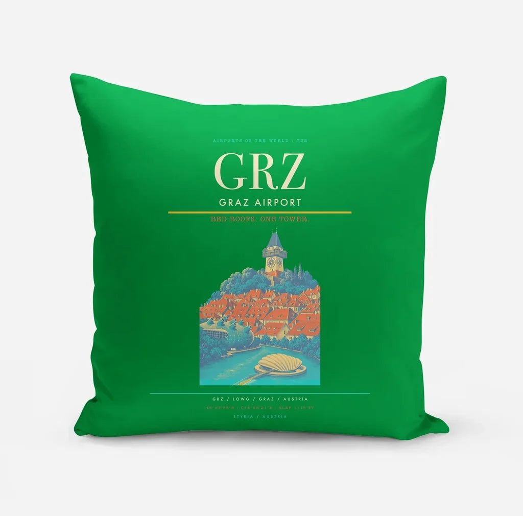 Graz Airport (GRZ) design on green pillow
