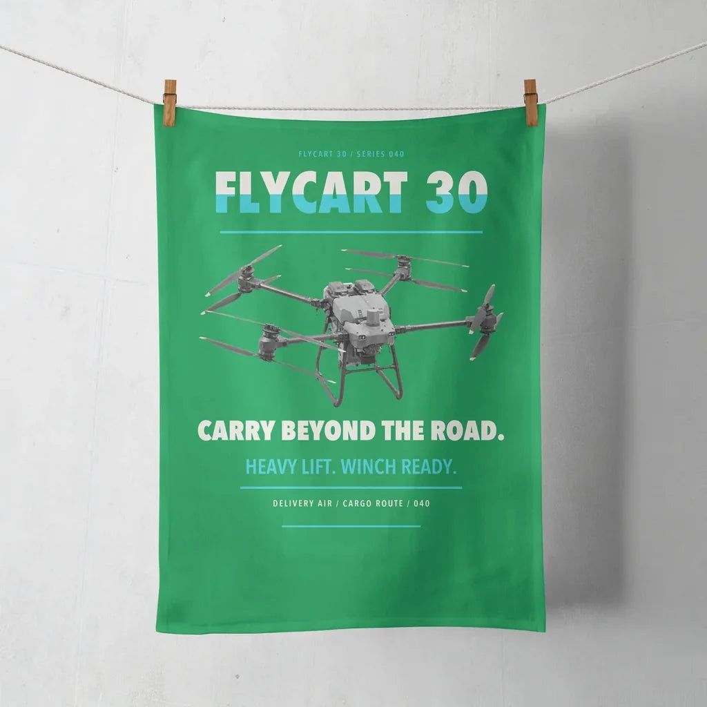 DJI FlyCart 30 design on green towel
