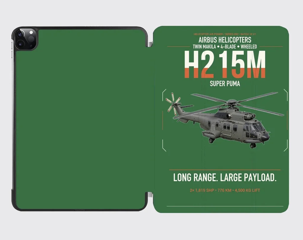 Airbus H215M design on green ipad tablet case