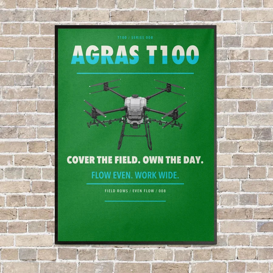 DJI Agras T100 vertical canvas print - framed - green background