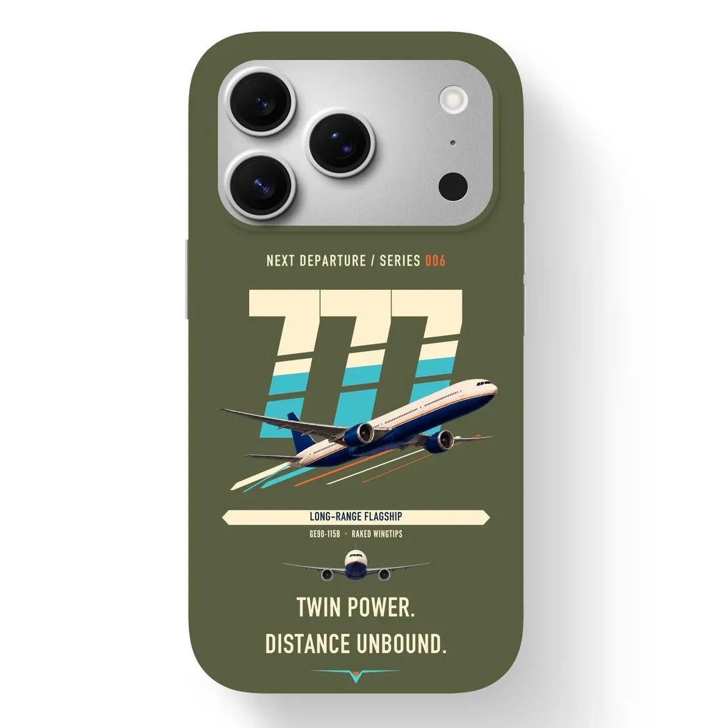 Boeing 777-300ER design on green army magsafe iphone case