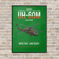 Thumbnail for Sikorsky UH-60M Black Hawk vertical canvas print - framed - green background