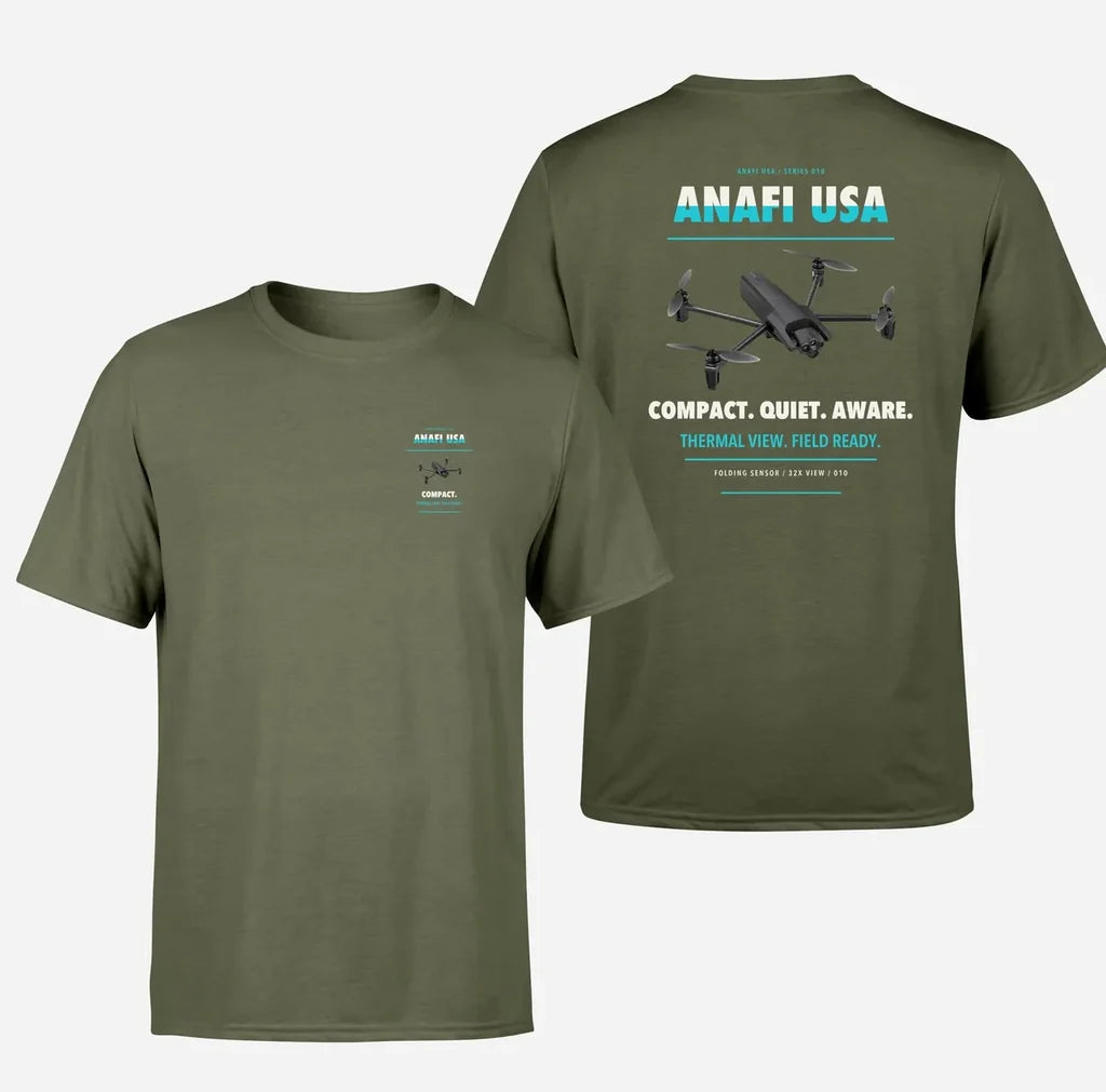 Parrot ANAFI USA design on green army t shirt