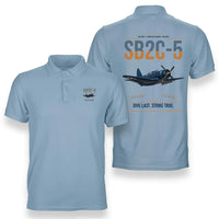 Thumbnail for SB2C-5 Helldiver design on light blue double-side polo t-shirt, double-side print