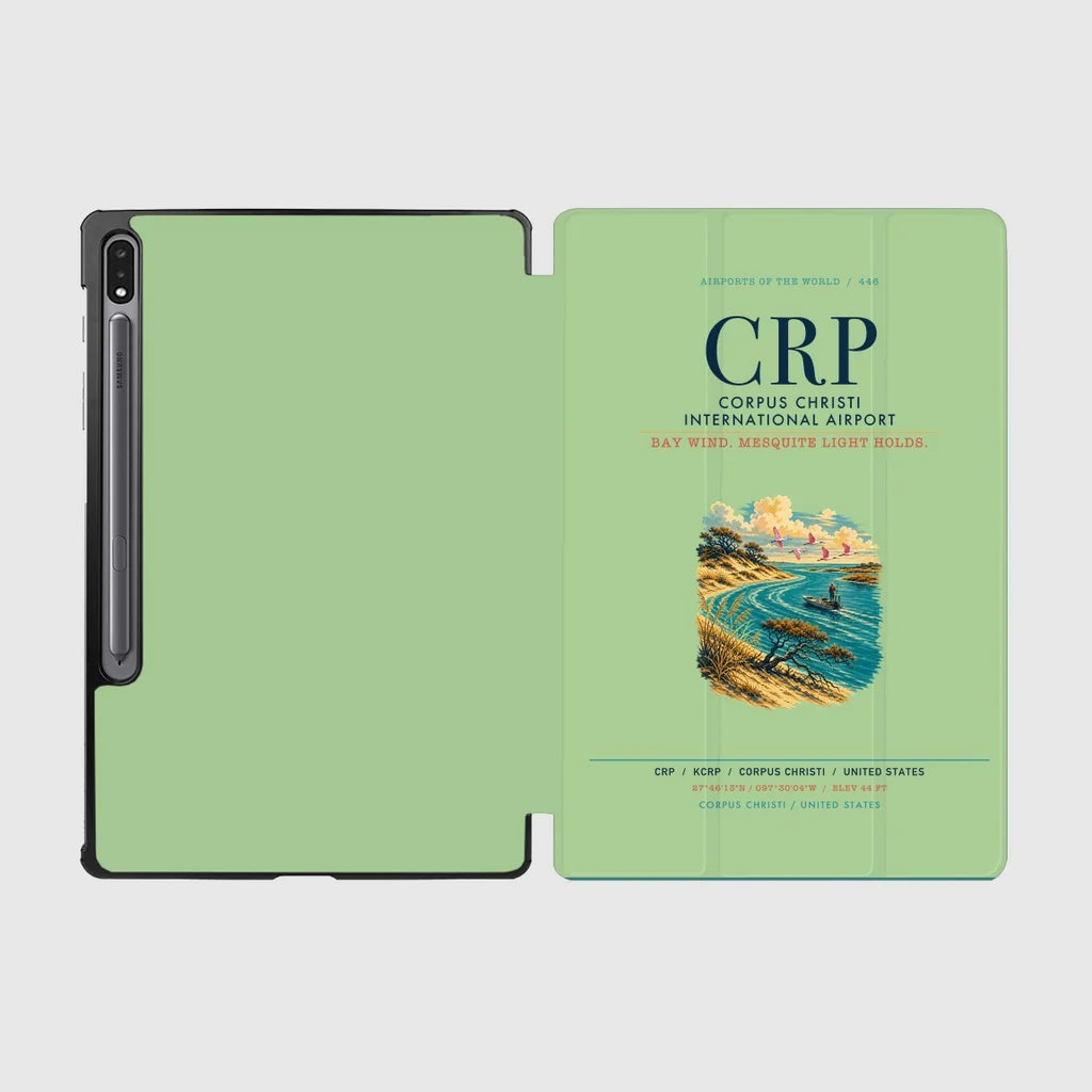 Corpus Christi International Airport (CRP) design on light green samsung tablet tablet case