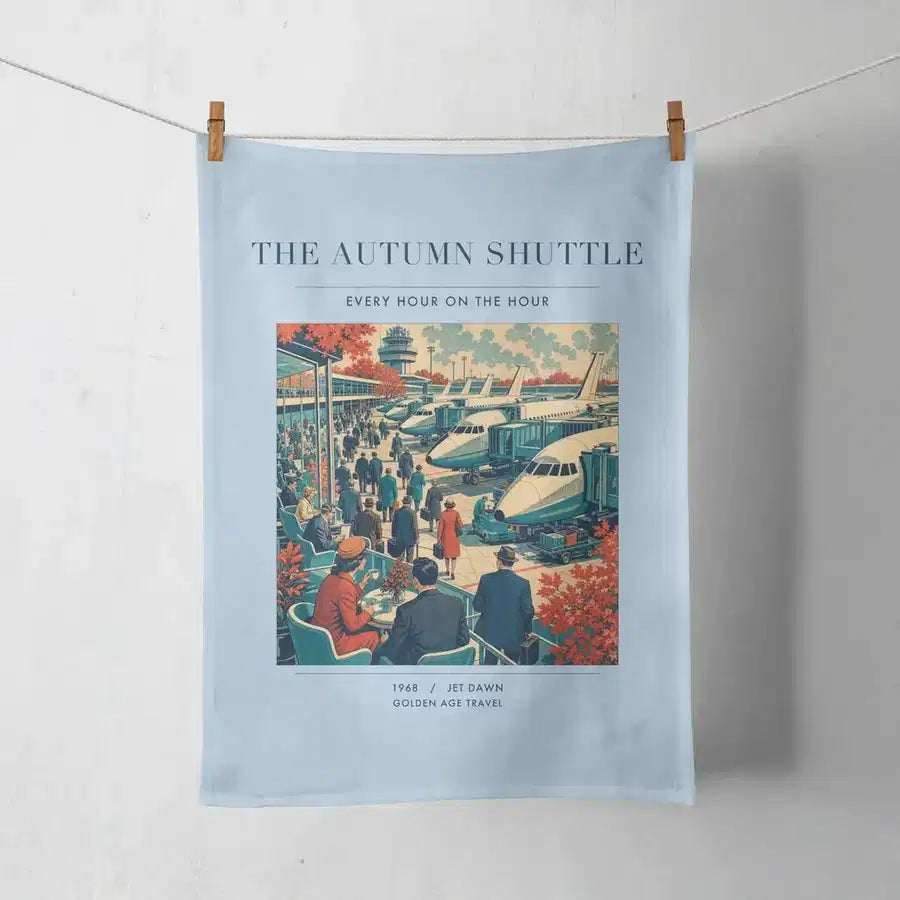 VINTAGE G4120 - The Autumn Shuttle - Designed Towels design on lightblue