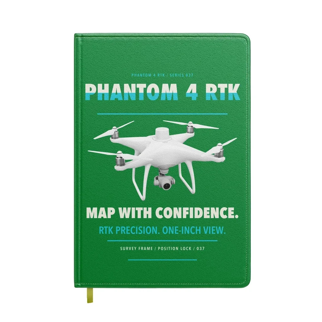 DJI Phantom 4 RTK design on green notebook