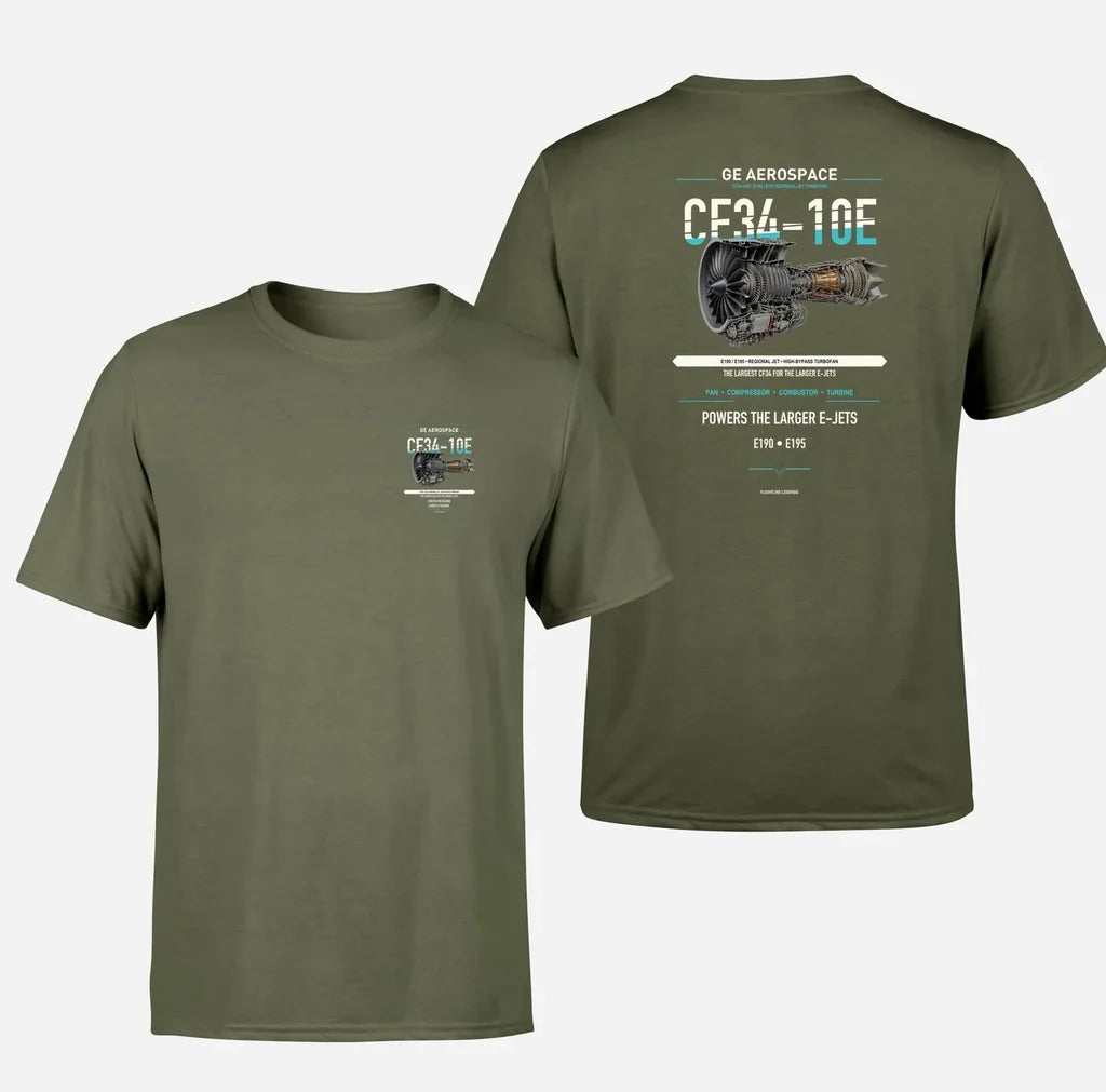 CF34-10E design on green army t shirt