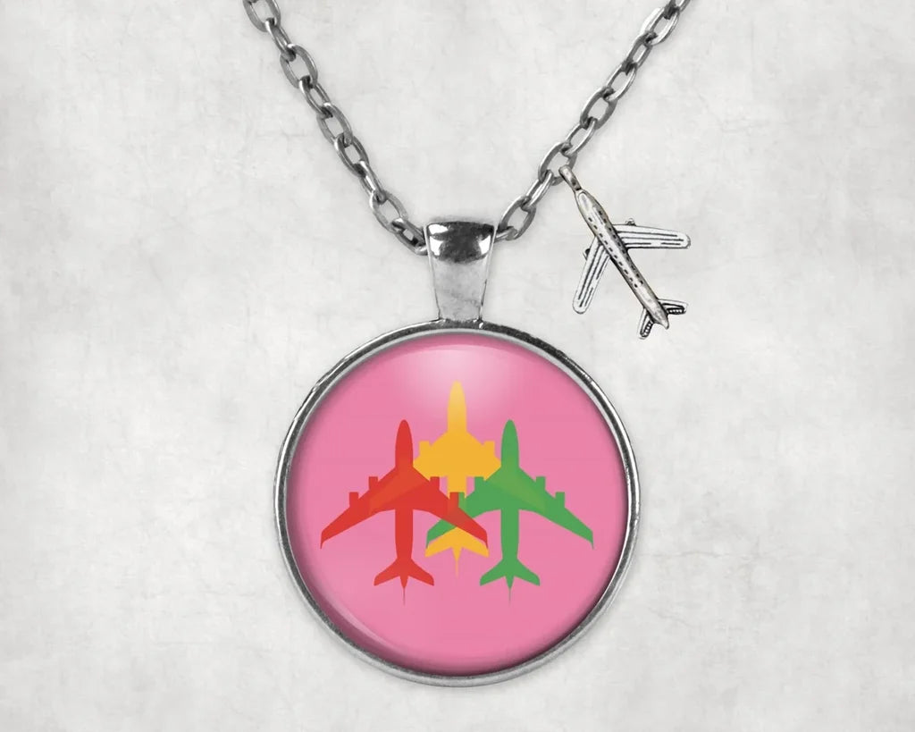 Colourful 3 Airplanes Necklace - view 8