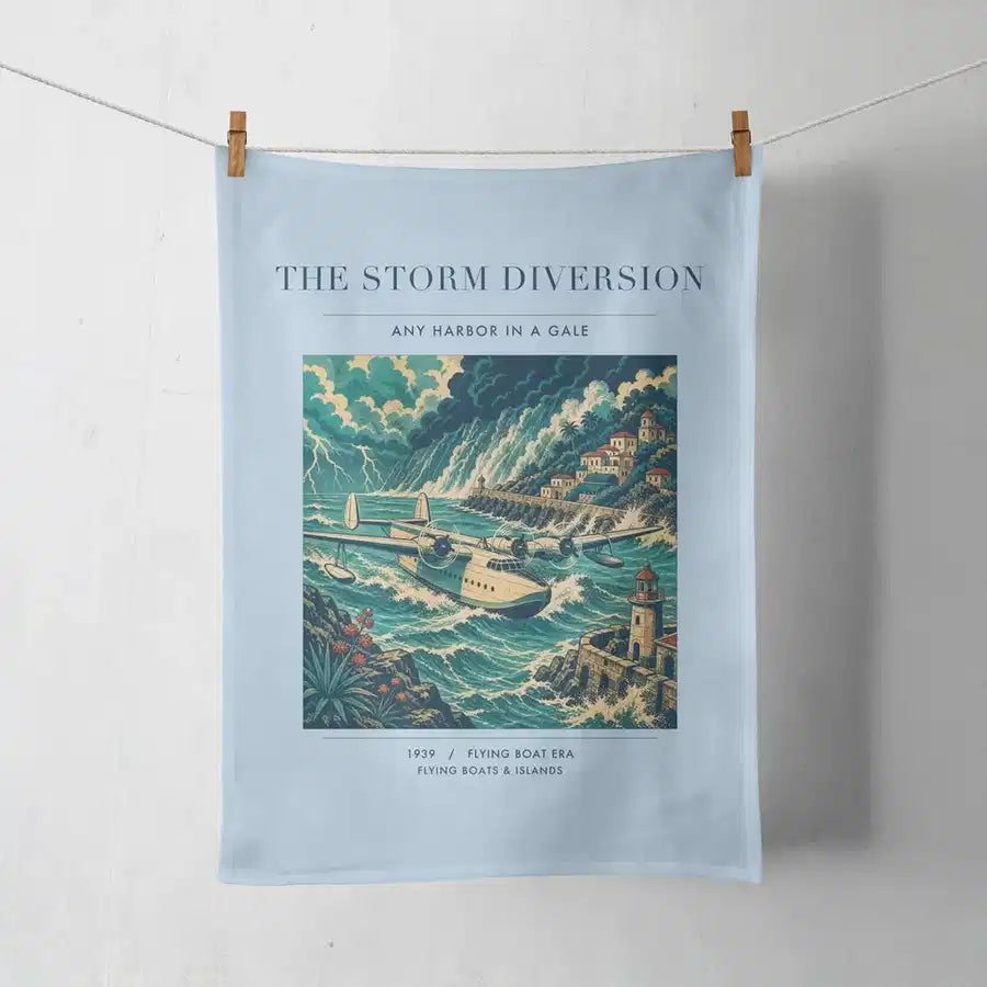 VINTAGE G4074 - The Storm Diversion - Designed Towels design on lightblue