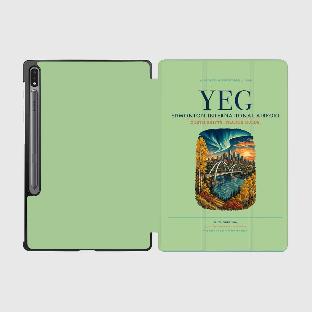 Edmonton International Airport (YEG) design on light green samsung tablet tablet case