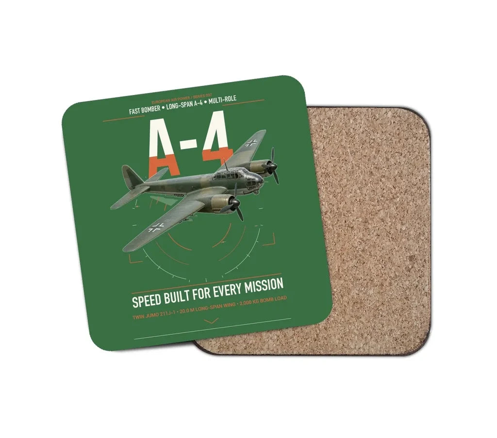 Junkers Ju 88A-4 design on green 1 piece coaster