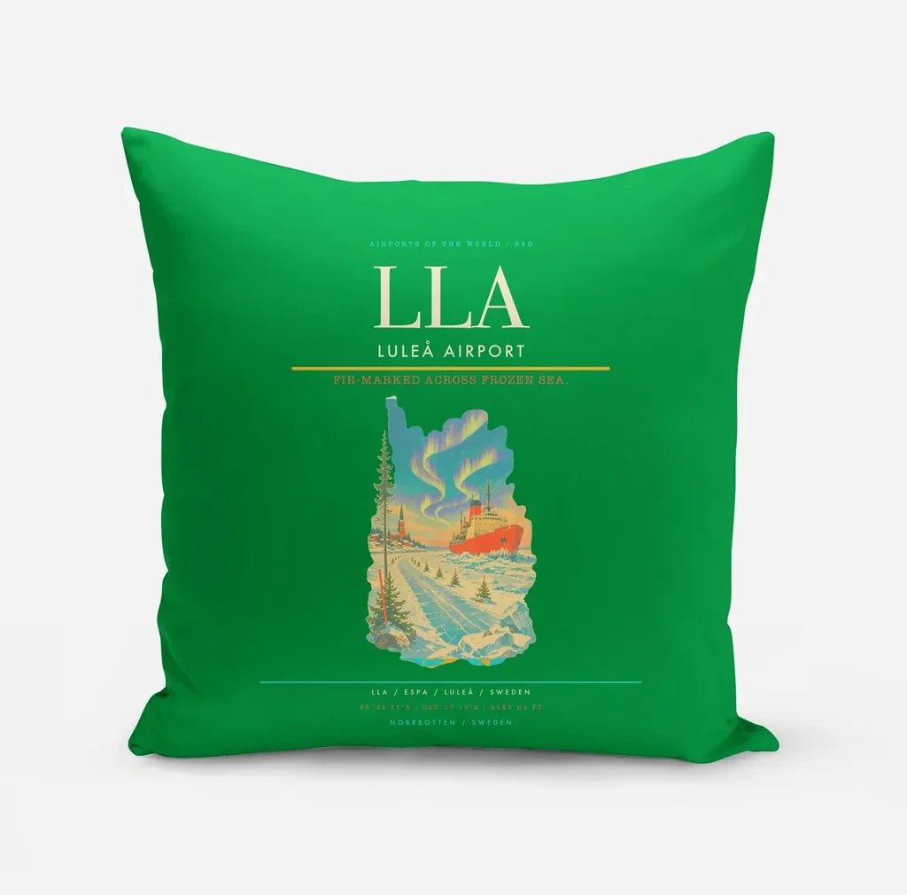 Luleå Airport (LLA) design on green pillow