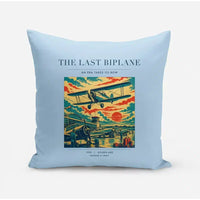 Thumbnail for VINTAGE G4054 - The Last Biplane - Designed Pillows design on lightblue