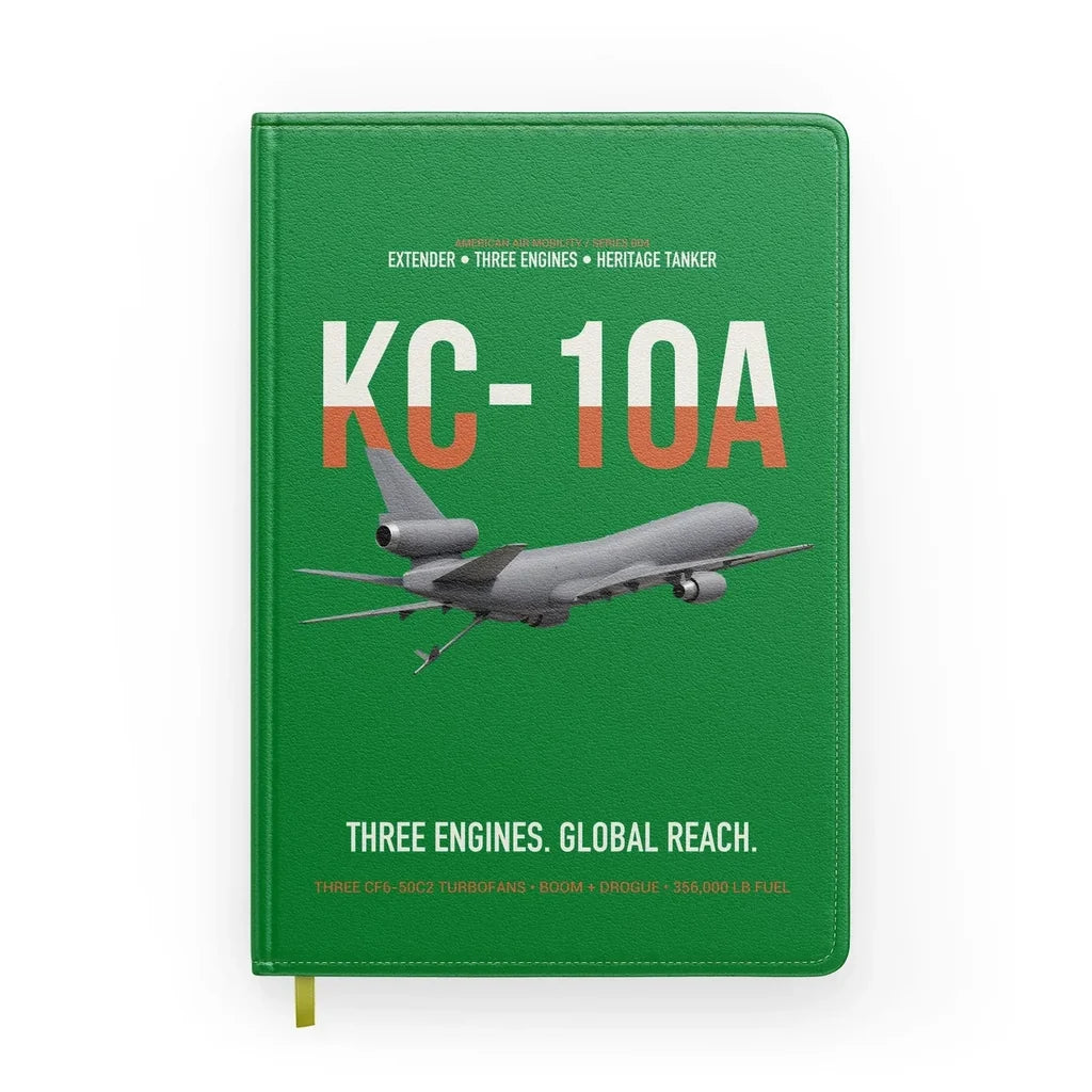 KC-10A EXTENDER design on green notebook