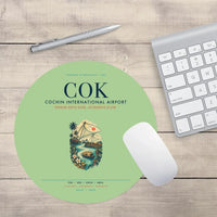Thumbnail for Cochin International Airport Kochi (COK) design on light green round mouse pad