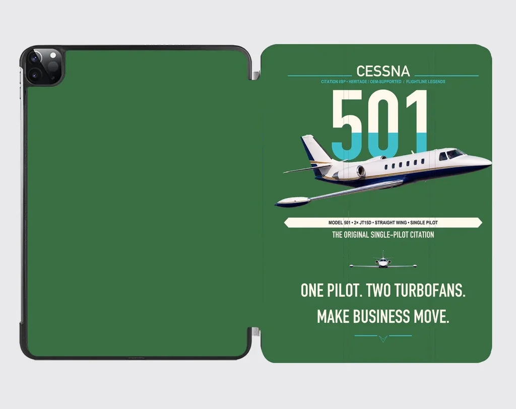 Cessna 501 Citation I SP design on green ipad tablet case