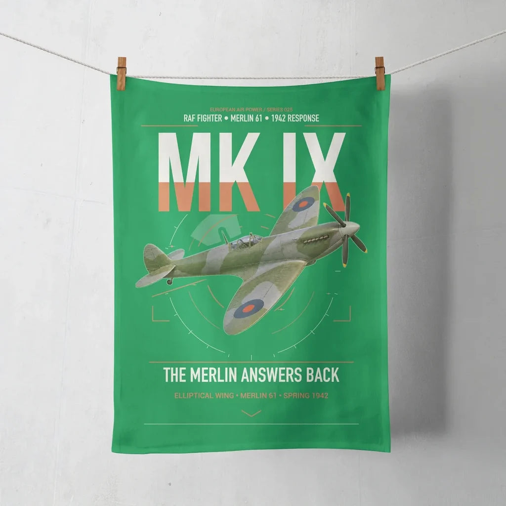 Supermarine Spitfire Mk IX design on green towel