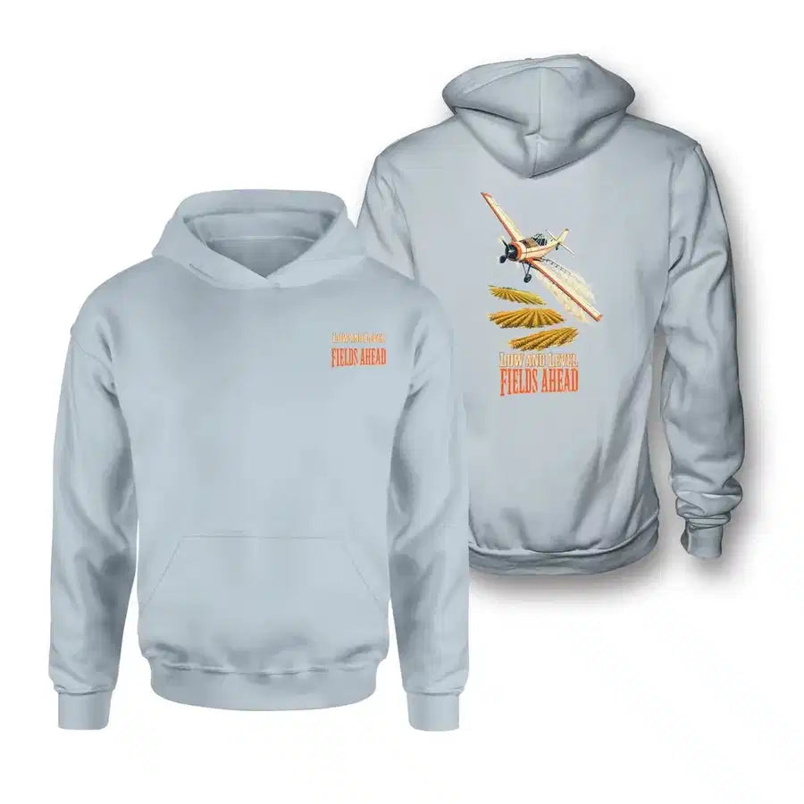 SIGNAL 587 - Low And Level Fields Ahead - Double-Side Hoodie design on light blue double side hoodie