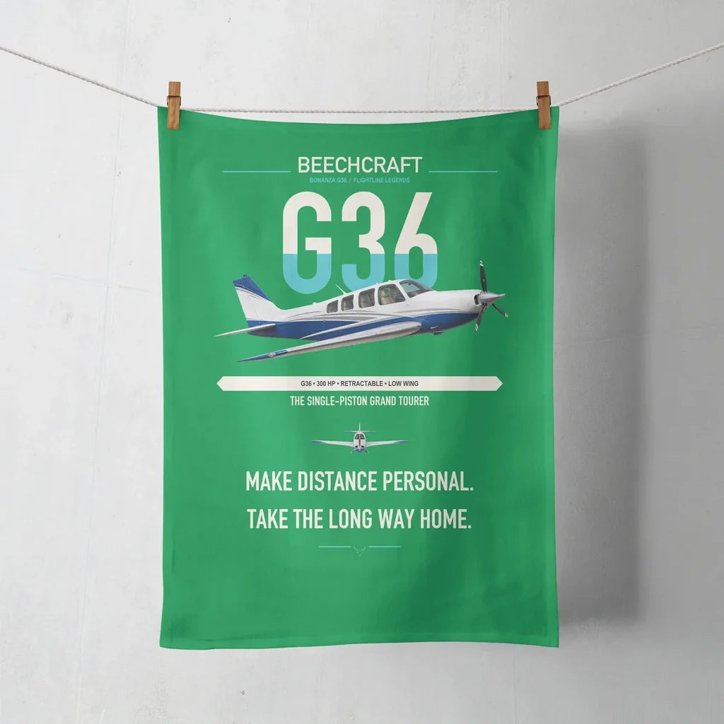 Beechcraft Bonanza G36 design on green towel
