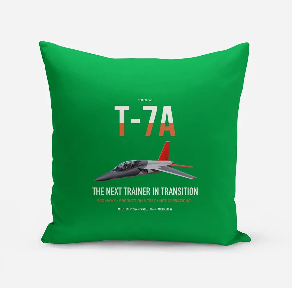 T-7A Red Hawk design on green pillow