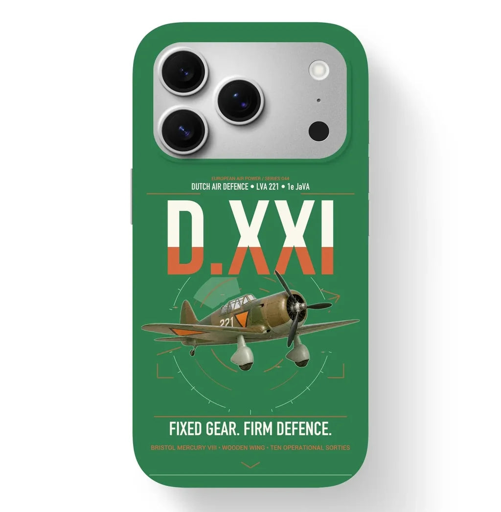Fokker D.XXI — Dutch LVA aircraft 221 design on green magsafe iphone case, for iPhone 17 Pro